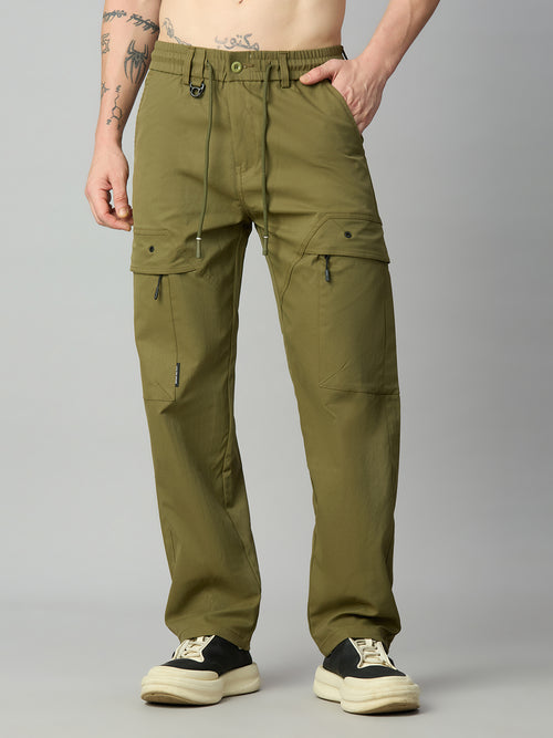 Men's Tencel comfort fit cargo pants with adjustable drawstring waistband – front view