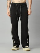 Men's baggy smart pants with side stripes and adjustable drawstring waistband – front view