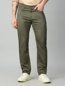 Men's stretch cotton blend straight fit trousers with premium smooth finish – front view