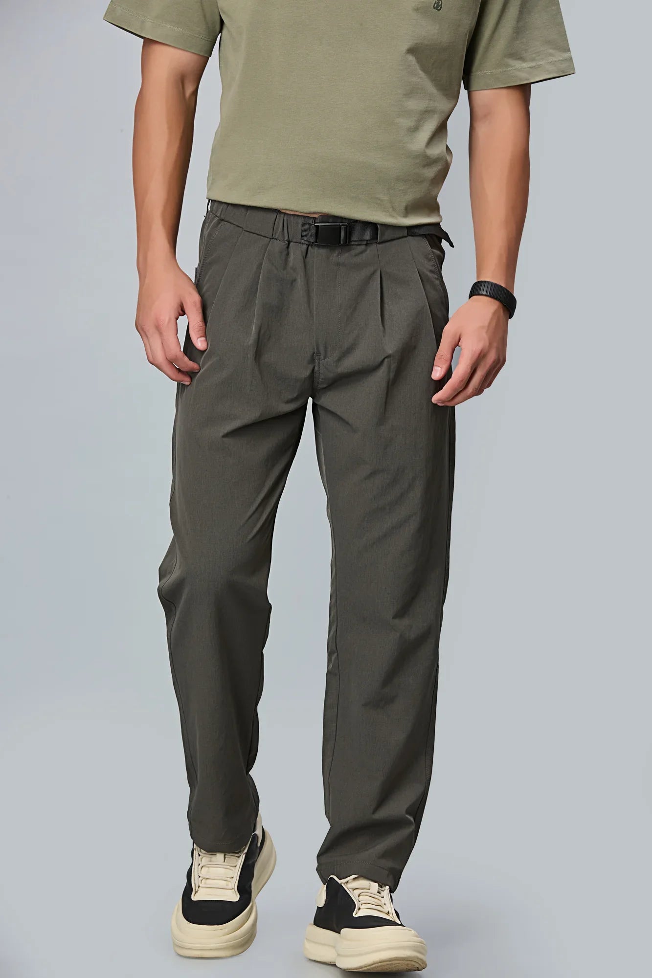 Comfort Fit Grey Casual Trousers