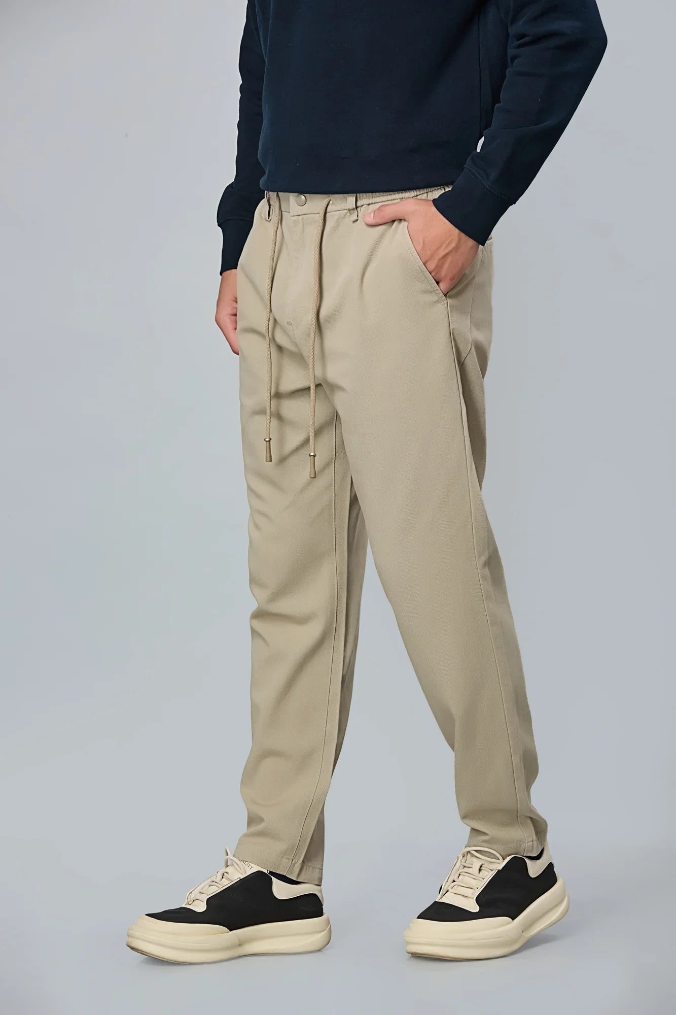 Grey Comfort Fit Casual Trousers