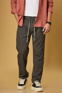 Grey Comfort Fit Casual Trousers