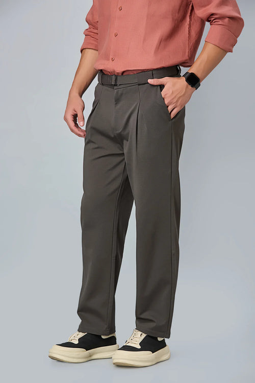 Premium men’s formal pants with belt and inverted pleats – stylish formal wear