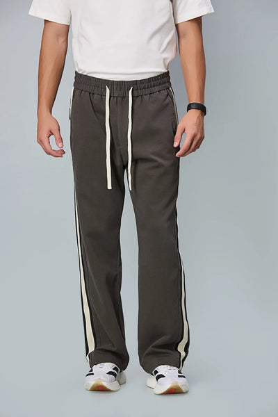 LOFA Men’s grey Baggy Fit Active Pants Front View – Stretchable Cotton Tencel Blend