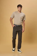 Full outfit look with LOFA grey straight fit trousers and built-in belt – styled for a refined formal or casual looks 