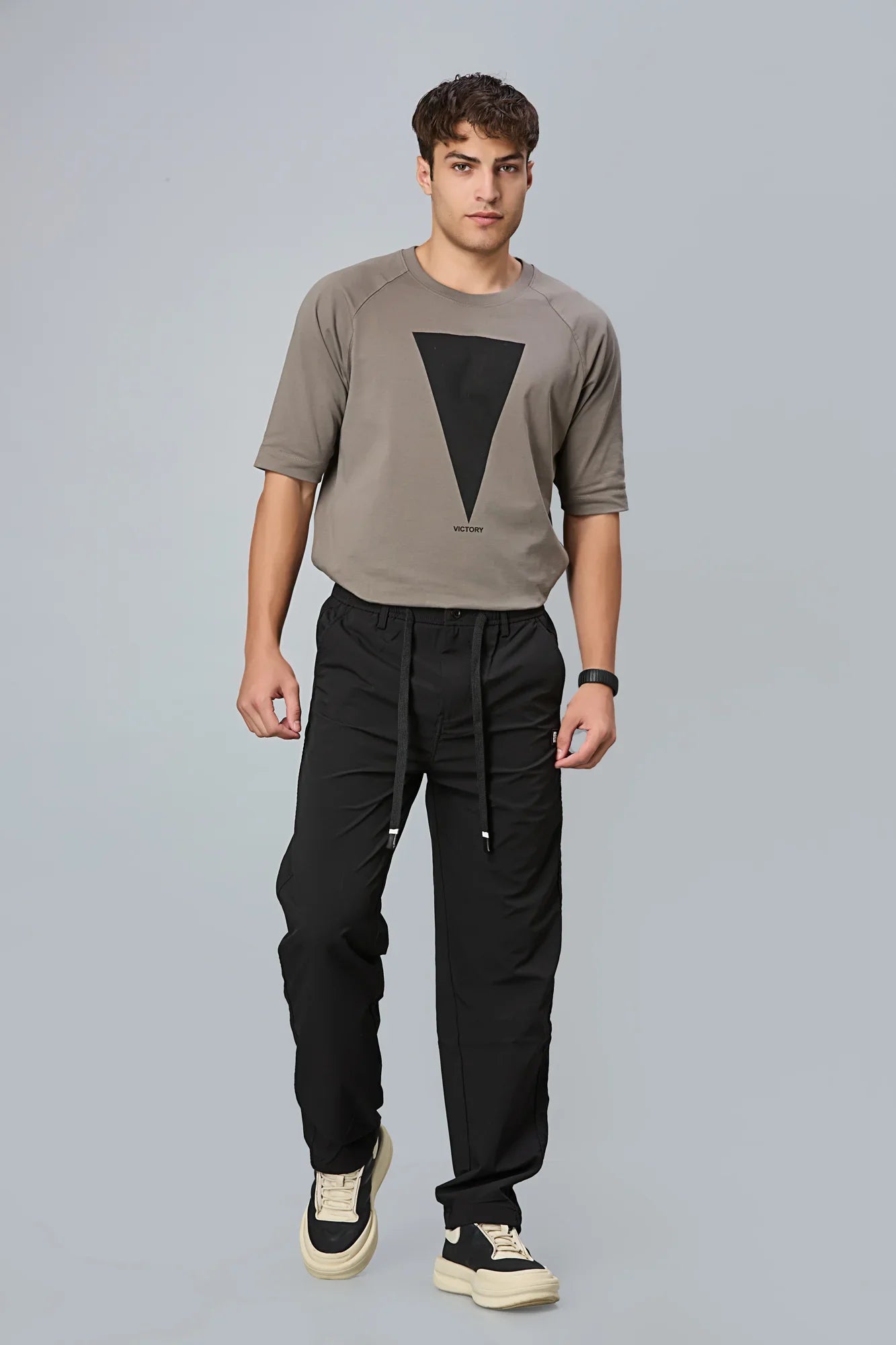 LOFA Men’s Black Polyester Comfort Fit Trousers Styled Full Outfit – Everyday Comfort