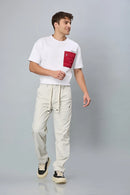 LOFA Men’s Cream Polyester Comfort Fit Trousers Styled Full Outfit – Everyday Comfort