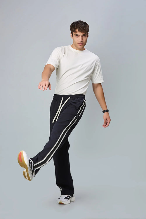 LOFA Men’s dark blue Baggy Fit Active Pants Styled Full Outfit – Outdoor Casual Look