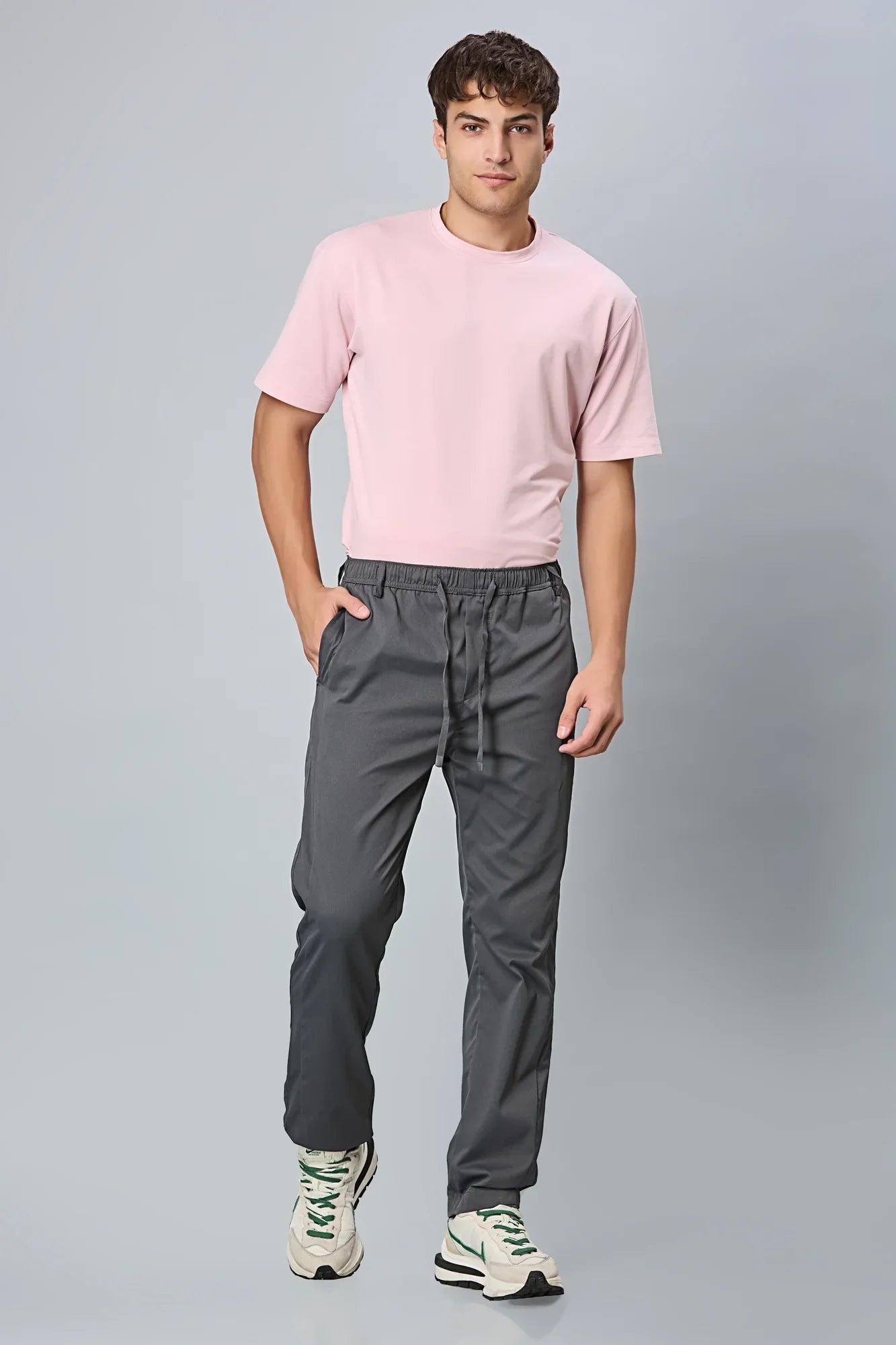 LOFA Men’s Dark Grey Comfort Fit Polyester Activewear Trousers Styled Full Outfit