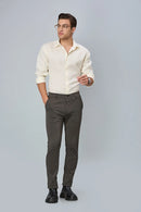 Model wearing LOFA Grey slim fit formal trousers – modern stretch comfort and timeless design for men’s formal wear.