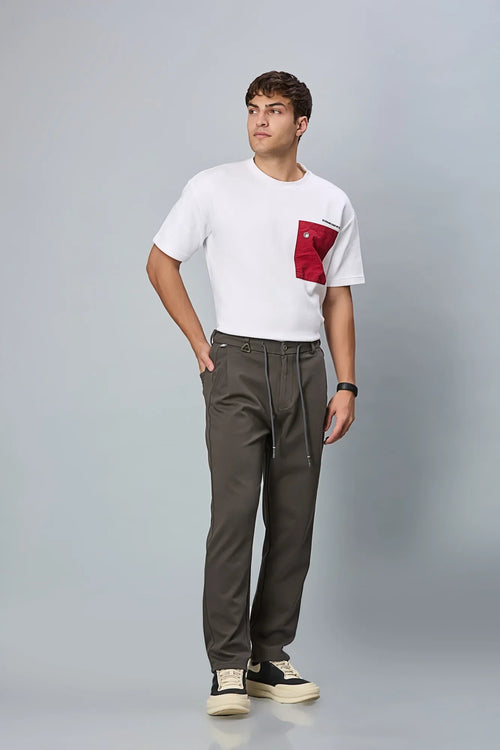 LOFA Men’s Relaxed Fit grey Casual Trousers Styled Full Outfit