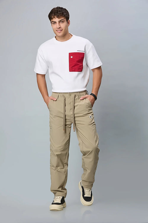 LOFA Men’s Khaki Polyester Comfort Fit Trousers Styled Full Outfit – Everyday Comfort