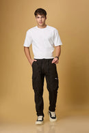 LOFA black cargo pants styled for men – casual and versatile everyday look.