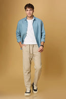 LOFA light khaki comfort fit trousers styled for men – breathable and all-season look.