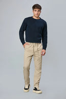 LOFA Men’s Light Khaki Cotton-Tencel Comfort Fit Trousers Styled Full Look