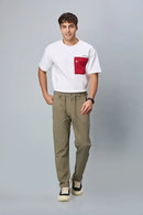 LOFA Men’s Relaxed Fit Mehendi Green Casual Trousers Styled Full Outfit