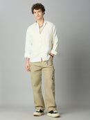 Men's premium baggy Tencel cargo pants styled with streetwear outfit for a modern utility look