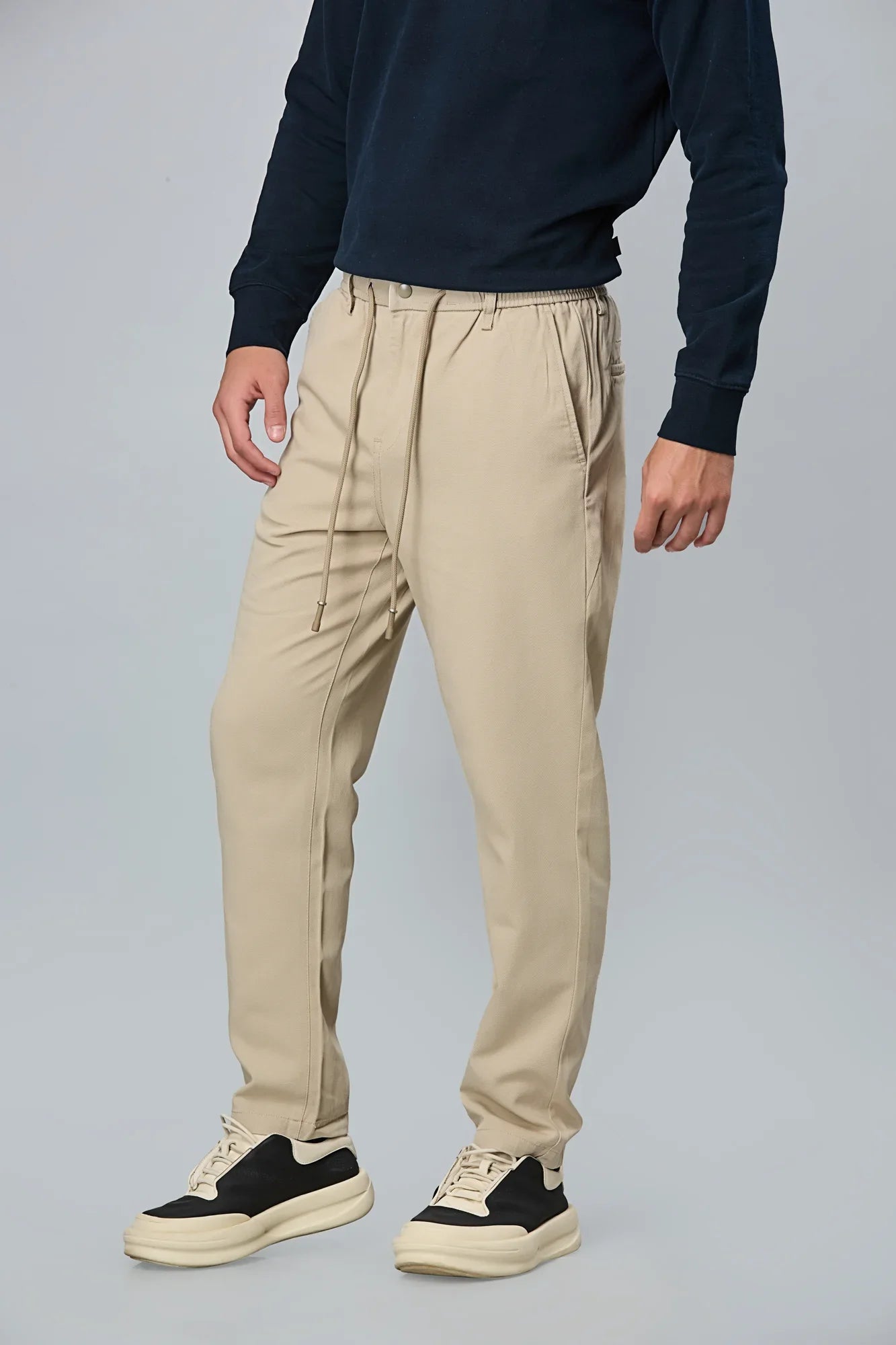 Light Khaki Comfort Fit Casual Trousers