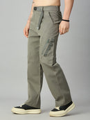 Men's premium Tencel cargo pants featuring utility pockets and relaxed baggy fit – left side view