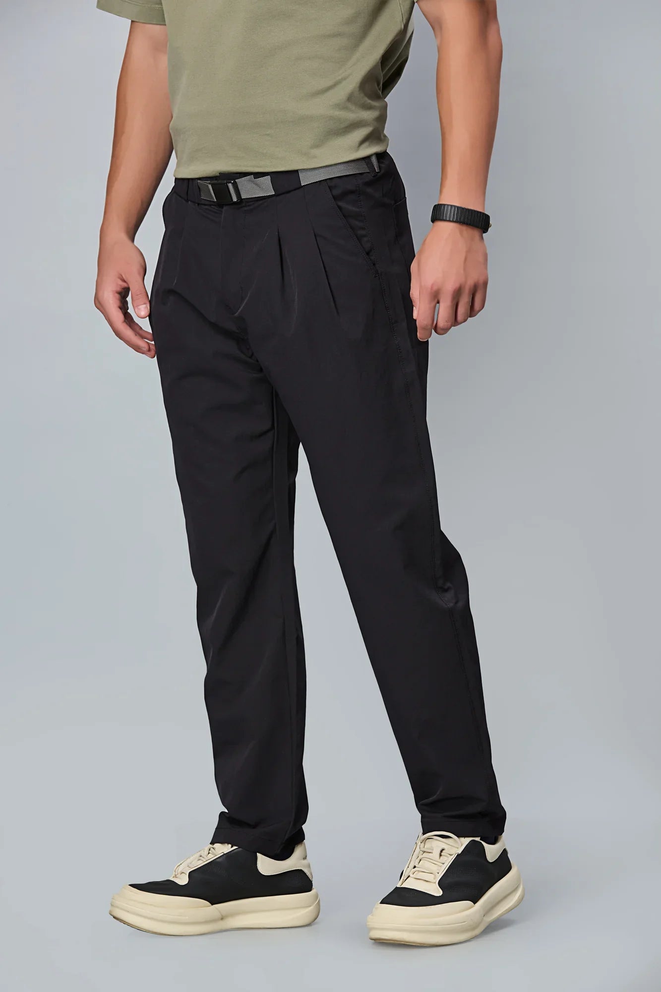 Comfort Fit Navy Blue Casual Trousers