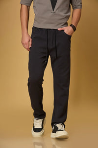 Relaxed Fit Navy Blue Stretch Trousers
