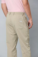 Waist String Detail on LOFA Men’s khaki Comfort Fit Stretchable Activewear Trousers