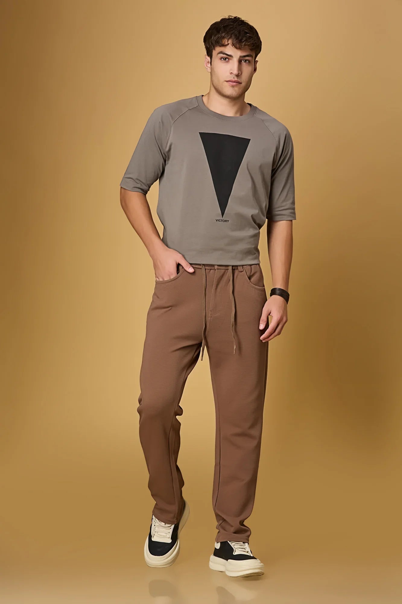 Coffee Brown Relaxed Fit 4-Way Stretch Trousers for Men – LOFA Casual Wear