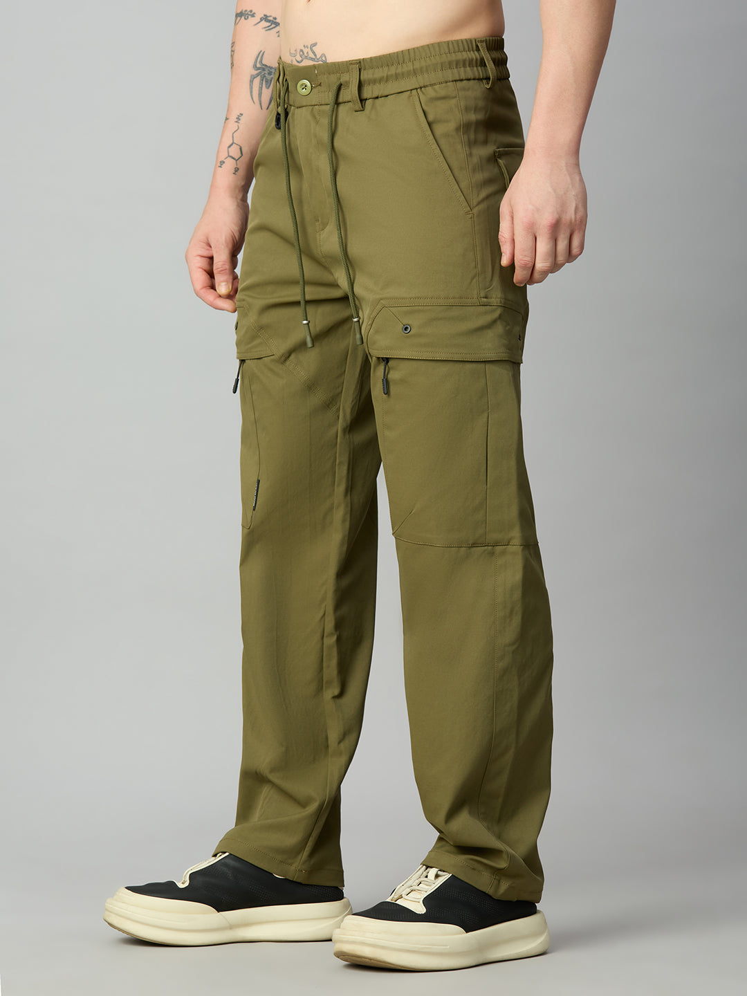 Comfort fit Tencel cargo pants for men with utility pockets – left side view