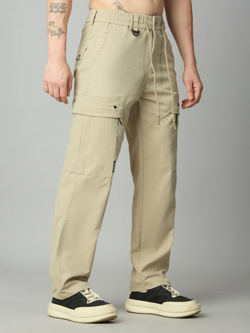 Comfort fit Tencel cargo pants for men with utility pockets – left side view