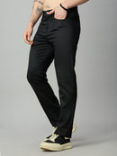 Men's stretch cotton blend straight fit trousers – left side profile