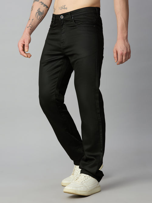 Men's stretch cotton blend straight fit trousers – left side profile