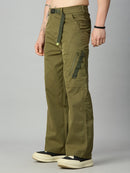 Men's premium Tencel cargo pants featuring utility pockets and relaxed baggy fit – left side view