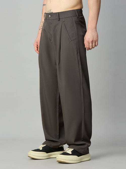 Men's relaxed fit pleated trousers left side view