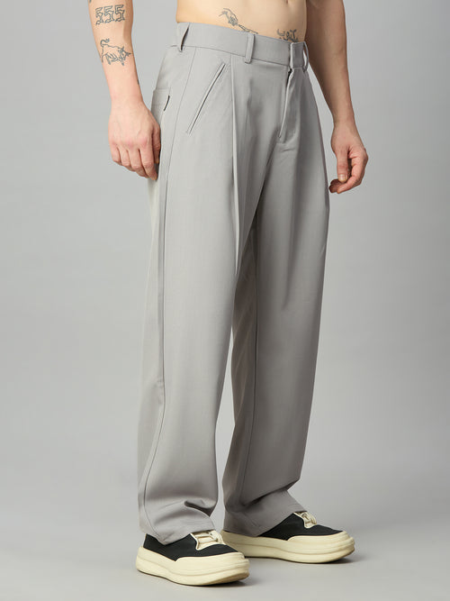 Men's relaxed fit pleated trousers left side view
