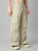 Men's relaxed fit cargo pants left side view showing utility pockets