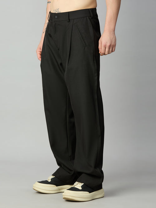 Men's relaxed fit pleated trousers left side view