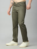 Men's stretch cotton blend straight fit trousers – left side profile