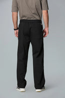 Back View of Black Baggy Fit Active Pants for Men – LOFA Comfort Stretch Pants