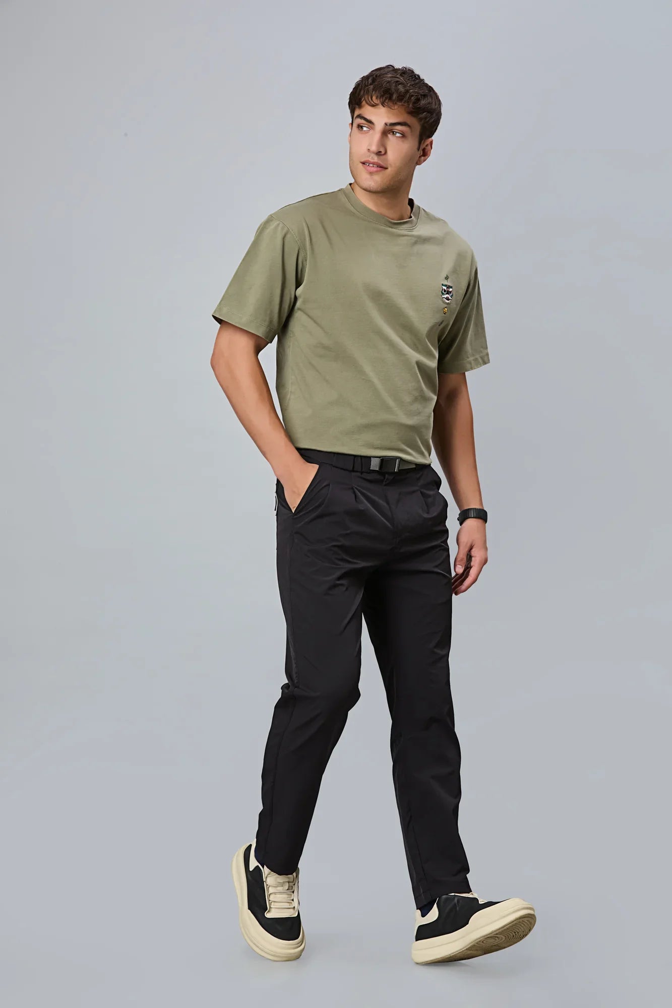 Men wearing LOFA black polyester trousers – smart casual and formal styling.