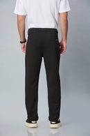 Back View of LOFA Men’s black Relaxed Fit Trousers – Cotton Polyester Blend