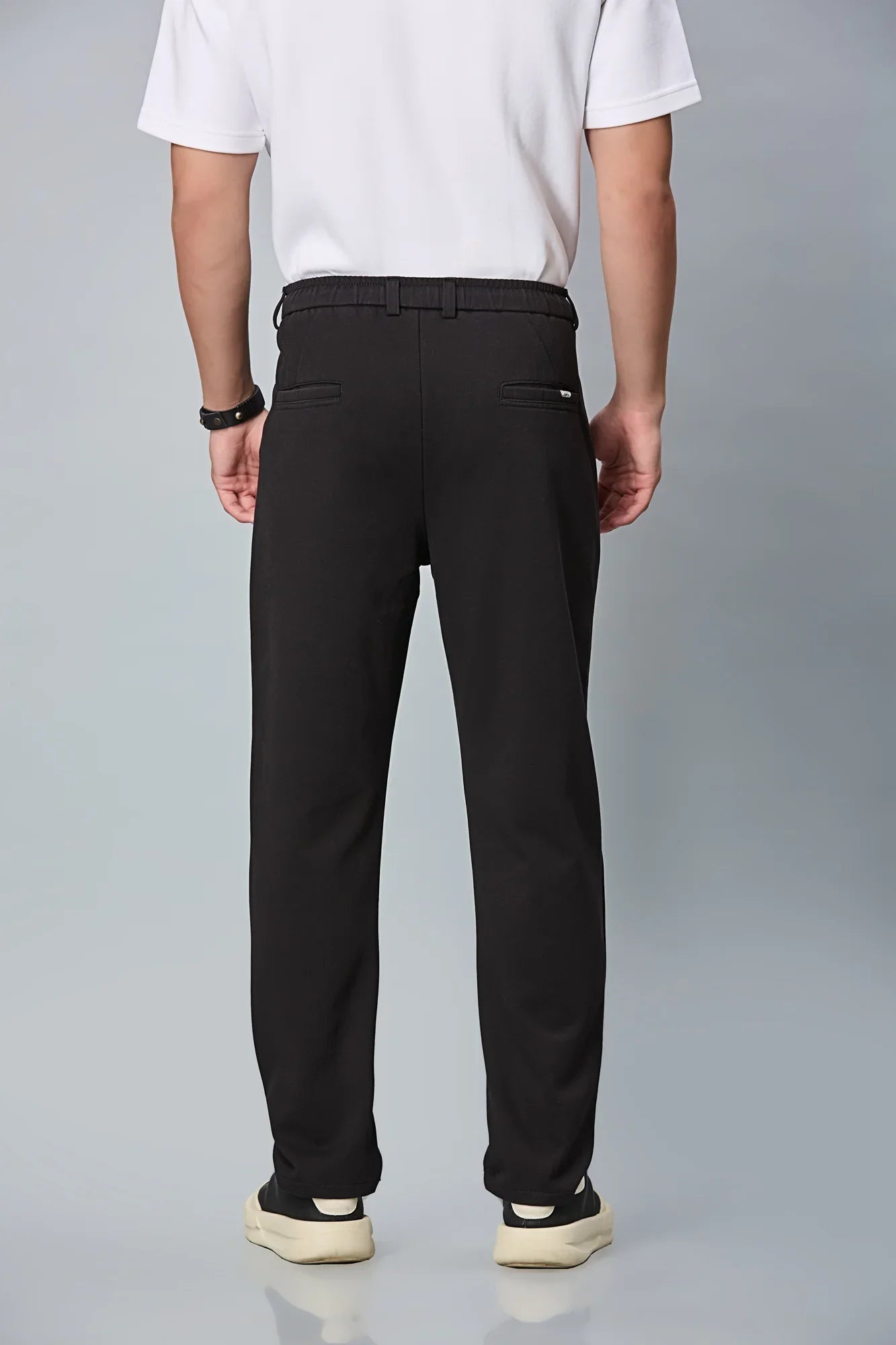 Back View of LOFA Men’s black Relaxed Fit Trousers – Cotton Polyester Blend