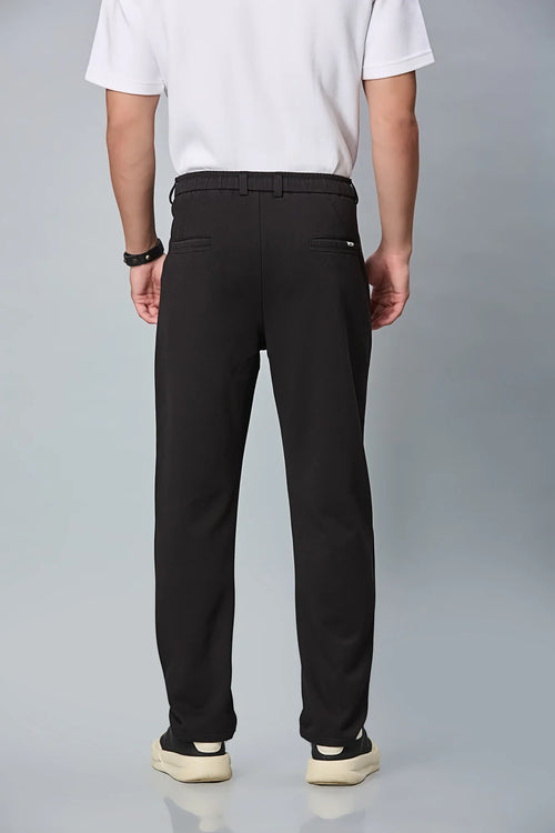 Back View of LOFA Men’s black Relaxed Fit Trousers – Cotton Polyester Blend