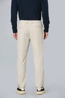 Back View of LOFA Men’s beige Cotton-Tencel Comfort Fit Trousers