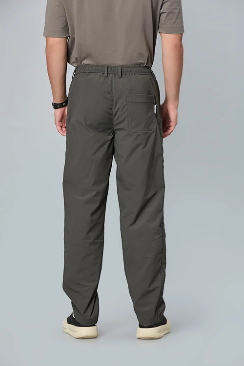 Back View of LOFA Men’s Dark Grey Polyester Comfort Fit Trousers – Casual Stretch Pants