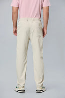 Back View of LOFA Men’s Cream Activewear Trousers – Comfort Fit Design