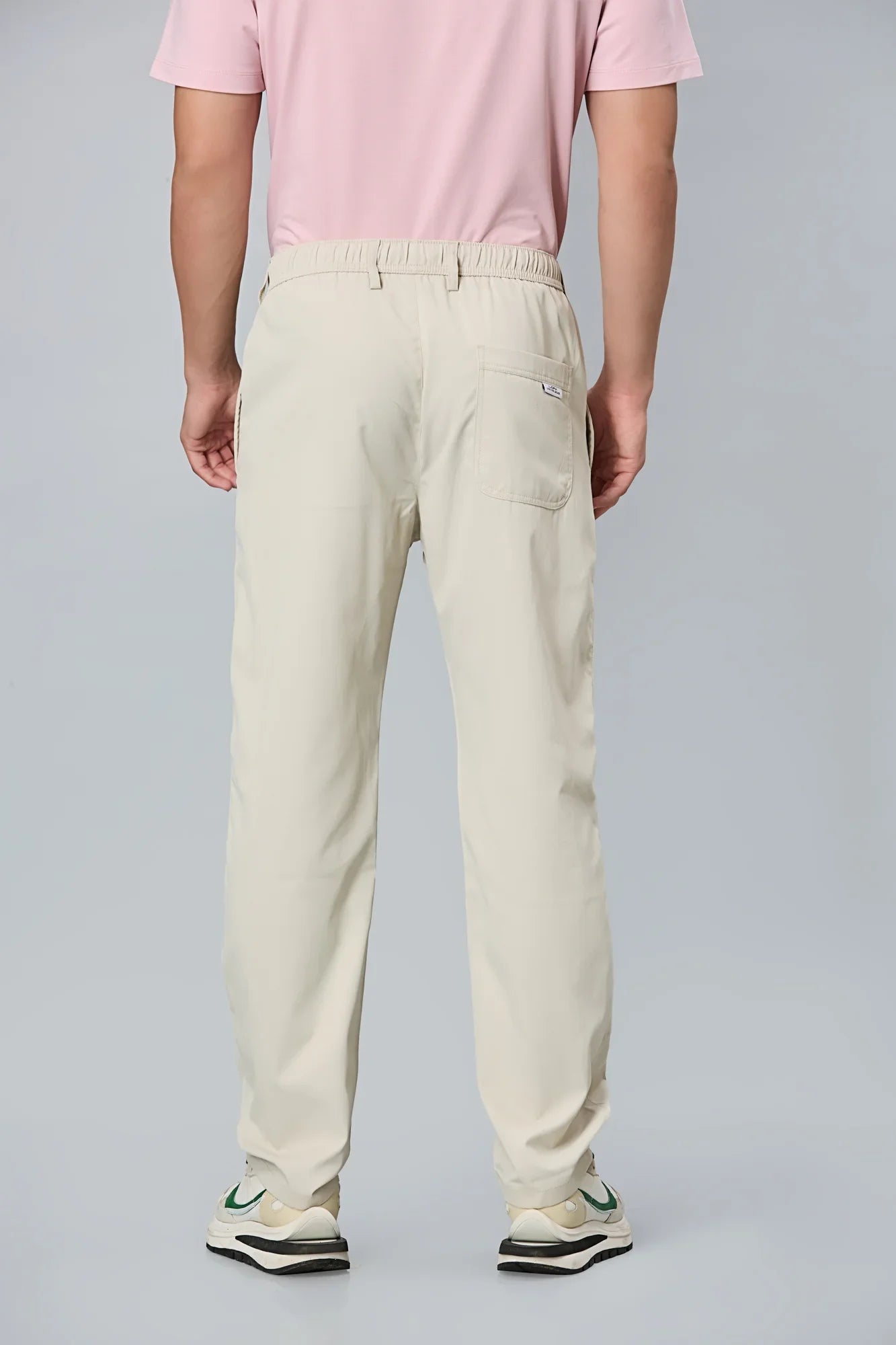 Back View of LOFA Men’s Cream Activewear Trousers – Comfort Fit Design