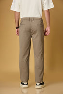 Men’s Dark Khaki casual trousers back view – smooth polyester comfort fabric.