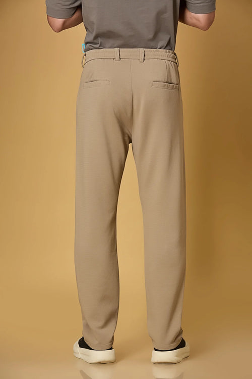 Back View of LOFA Men’s Khaki 4-Way Stretch Trousers – Casual Comfort Wear