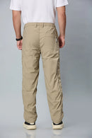 Back View of LOFA Men’s Khaki Polyester Comfort Fit Trousers – Casual Stretch Pants