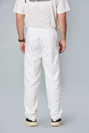 Back View of LOFA Men’s White Polyester Comfort Fit Trousers – Casual Stretch Pants